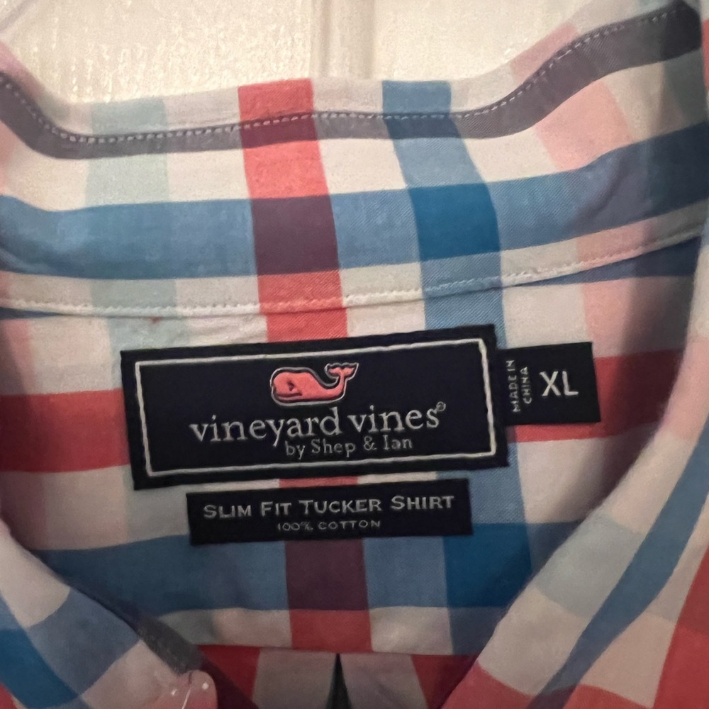 Vineyard Vines men’s Checkered Shirt - Red, Blue, and White - Picture 3 of 5